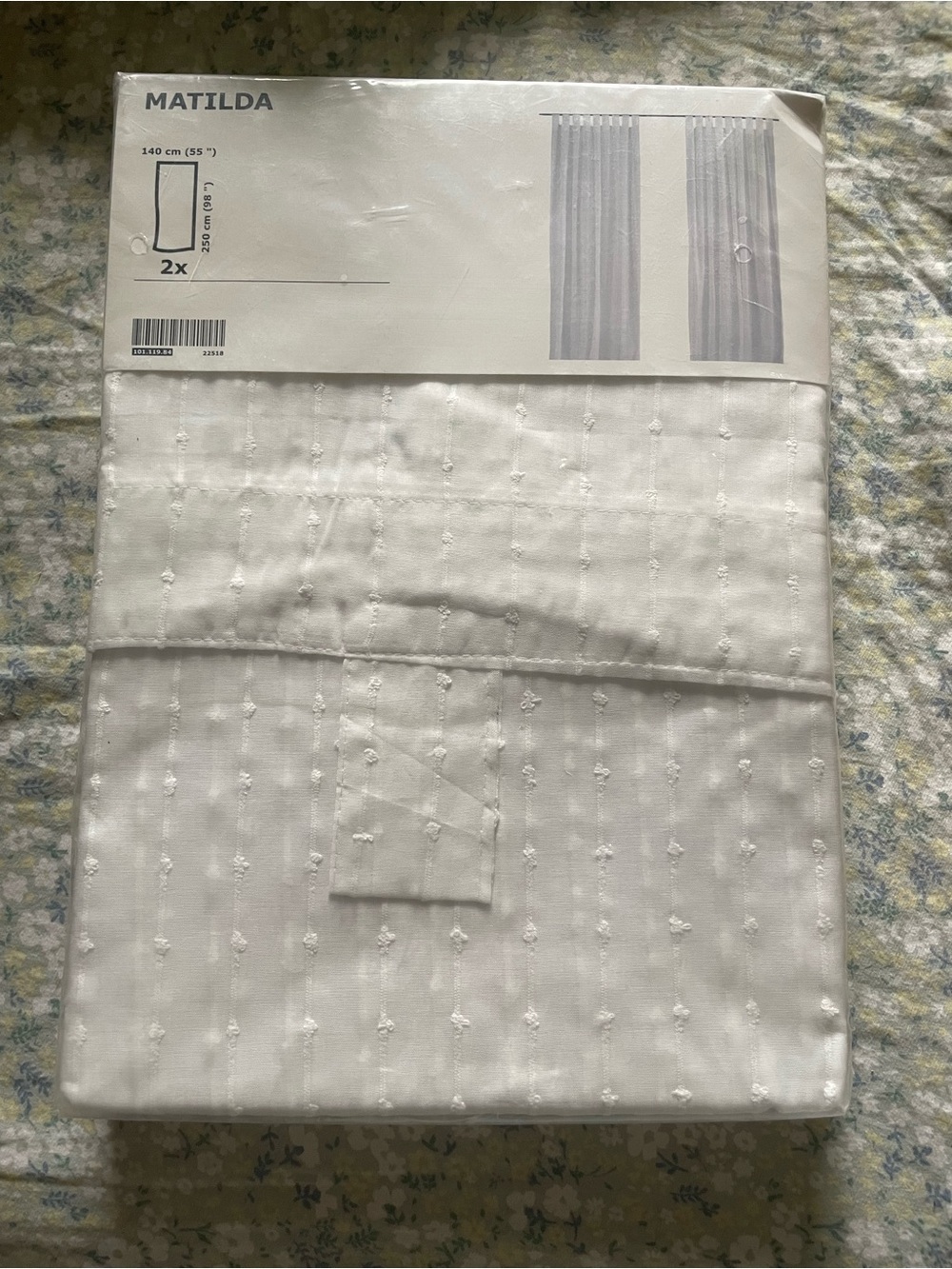 IKEA MATILDA White Eyelet Sheer Curtain Panels - Set of 2 - Picture 2 of 4